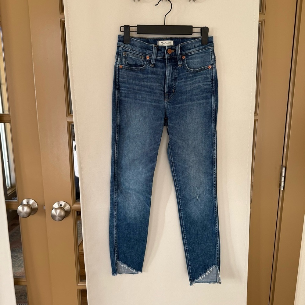 Madewell Womens 25 Blue‎ Medium Wash 10" High Rise Skinny Raw Hem Jean